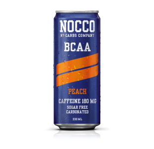 NOCCO Peach Flavour BCAA Energy Drink +180mg Caffeine (Case of 12 / 24) - Noccos 330ml Cans