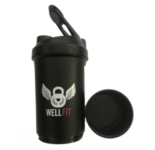 Well Fit Plastic Protein Shaker - Black 500ml