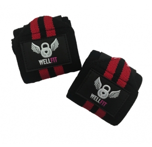 Well Fit Black Weight Lifting Wrist Wrap Supports (pair)